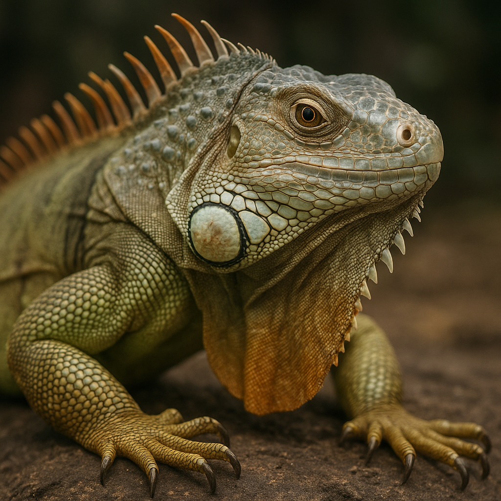 Iguana verde de porte majestuoso