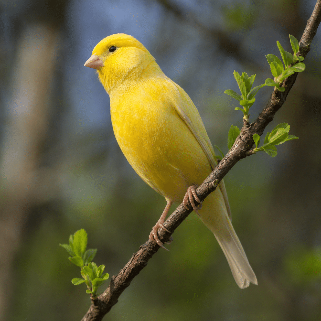 Canario doméstico en entorno natural y seguro