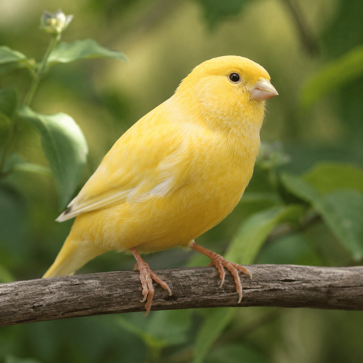 Canario en ambiente natural con cuidados adecuados