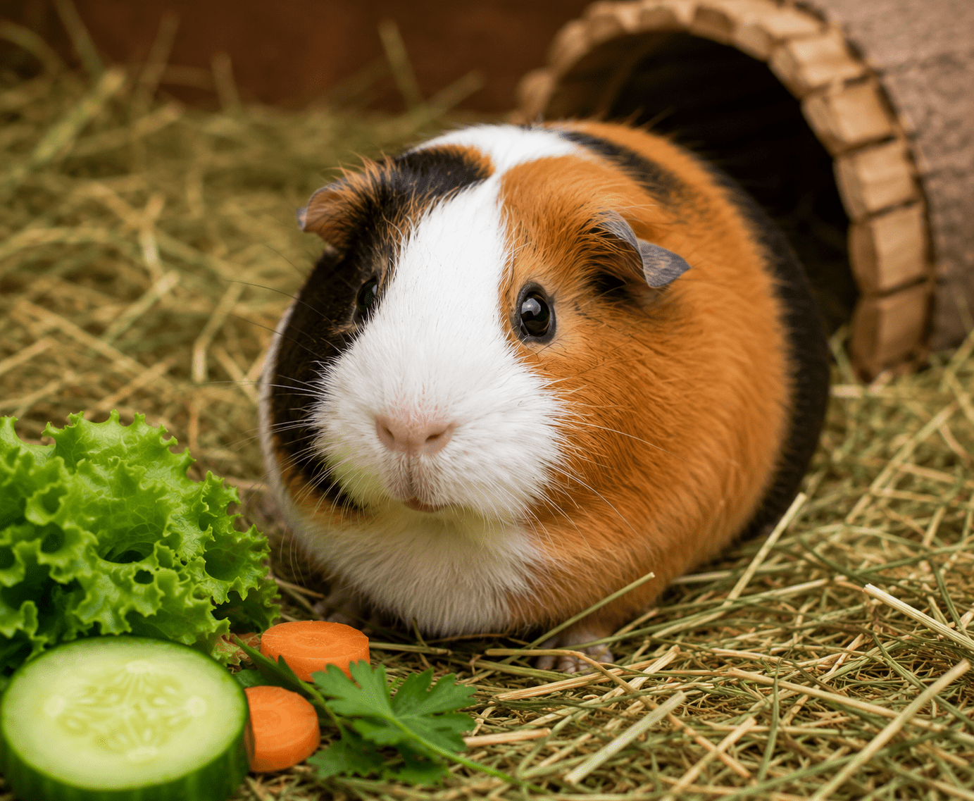 Cobaya doméstica tranquila en entorno seguro
