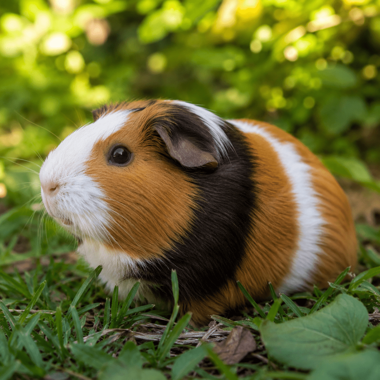 Cobaya en ambiente natural con cuidados adecuados