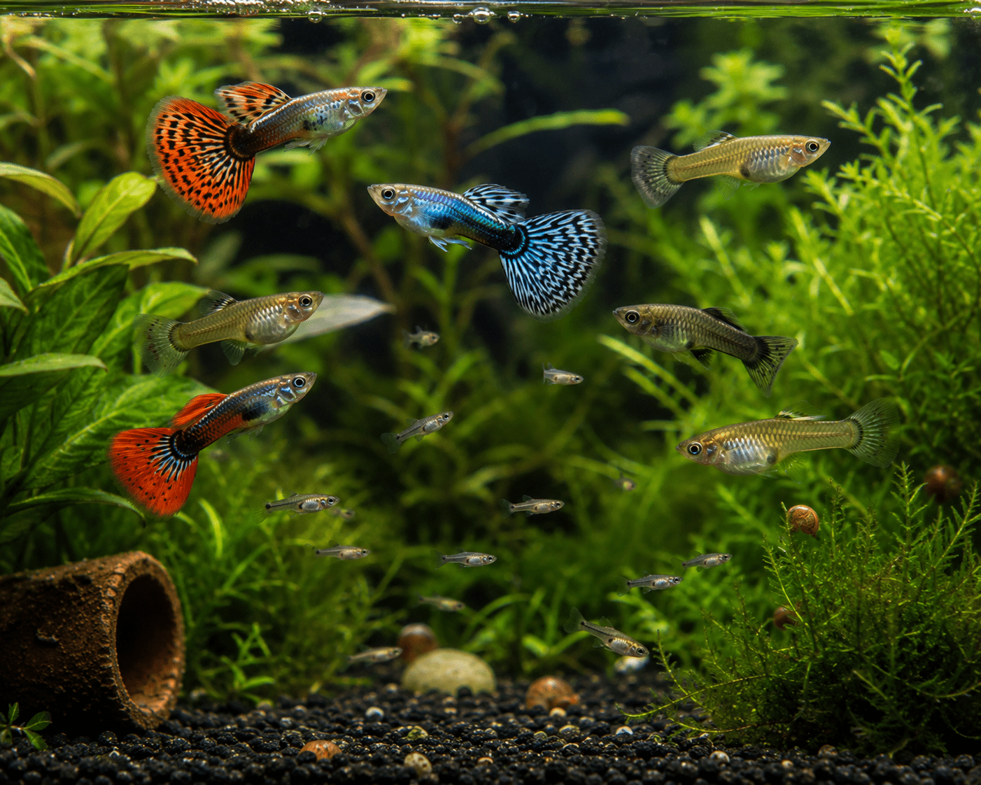Guppy macho completo de colores