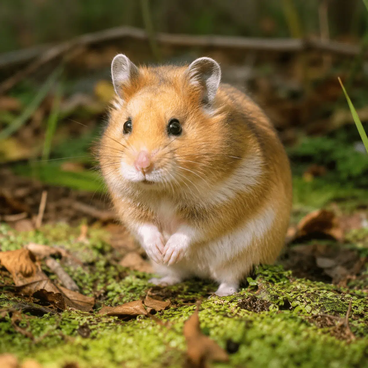 Hámster en ambiente natural con cuidados adecuados