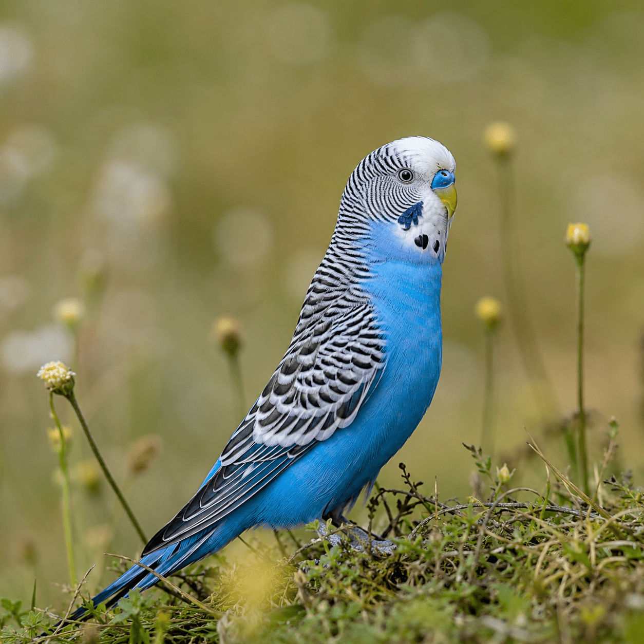 Periquito en primer plano con plumaje colorido