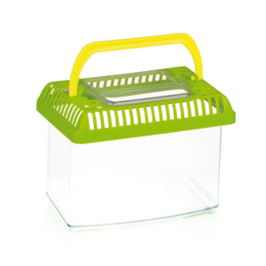 Transportín pequeño de plástico con asa verde en Zootropic Burgos
