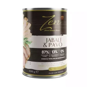 Zen paté con trozos jabalí y pavo para perros 400 gr